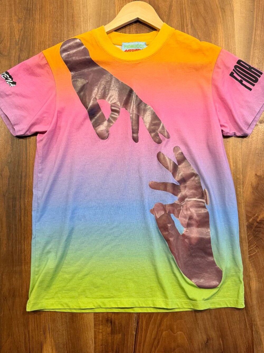 RARE Fiorucci x Lakwena ombre rainbow T shirt